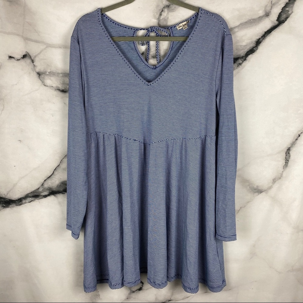 Blue & White Striped Babydoll Dress